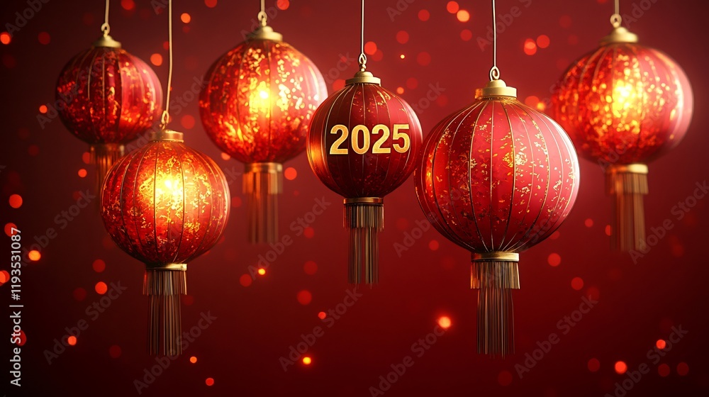 Red lantern with text 2025 Red lantern with text 2025