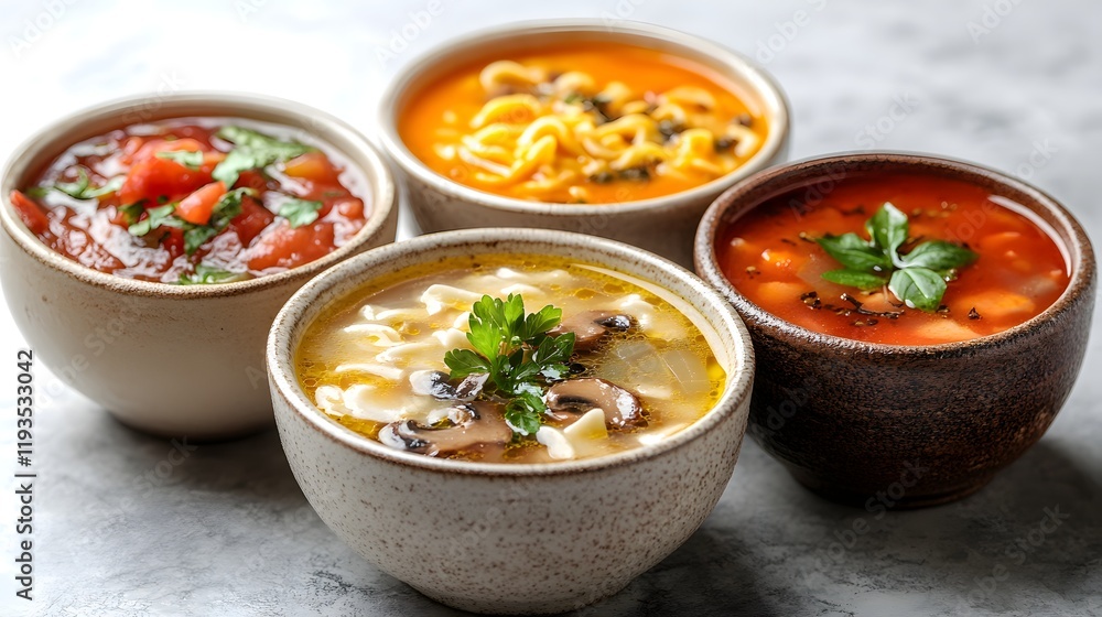 Steaming Bowls of Homemade Soups Steaming Bowls of Homemade Soups