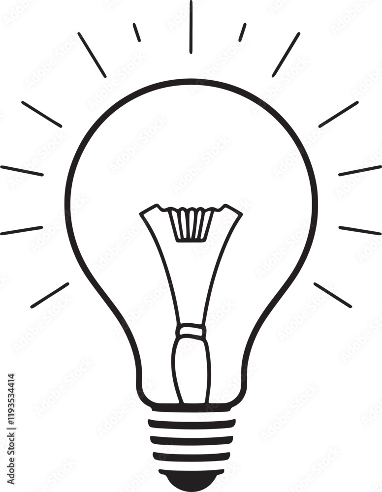 Hand drawn light bulb energy and idea icon, on white background. isolated Hand drawn light bulb energy and idea icon, on white background. isolated