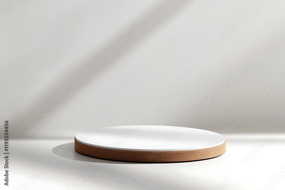 Modern Wooden Display Podium Against a Light Gray Background Modern Wooden Display Podium Against a Light Gray Background