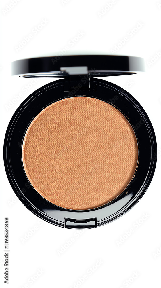 A round compact of bronzer makeup showcasing a warm tan shade, ideal for creating a sun-kissed glow on the skin. A round compact of bronzer makeup showcasing a warm tan shade, ideal for creating a sun-kissed glow on the skin.