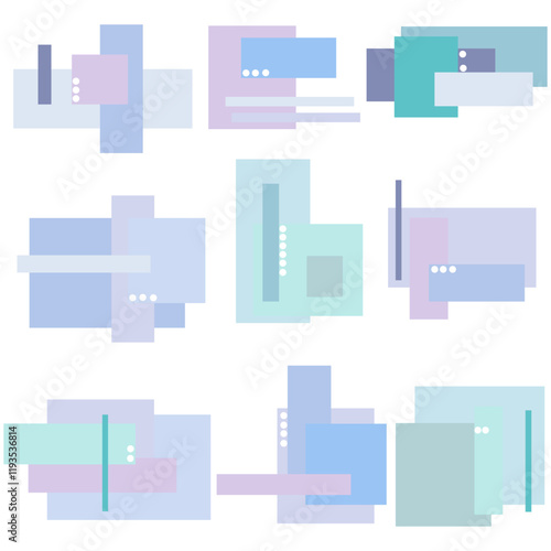 Abstract compositions in blue tones. Vector illustration