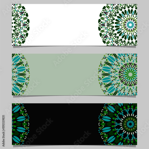 Horizontal geometrical colorful floral mandala banner background set