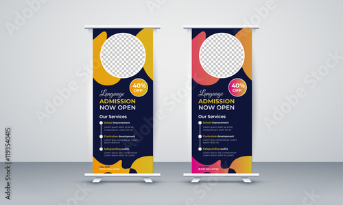 Creative Back to school admission study college education kids promotion roll up banner.