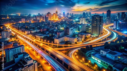 Wallpaper Mural Long Exposure City Lights Blurred High Angle Viewpoint Night Photography Torontodigital.ca