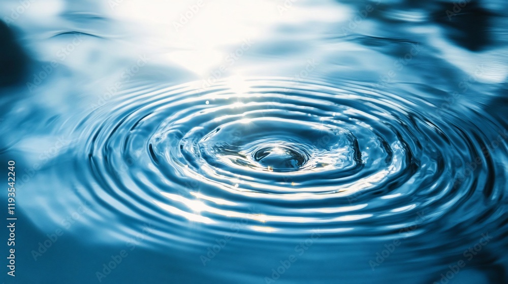 Ripples Expanding On Calm Blue Water Surface Ripples Expanding On Calm Blue Water Surface
