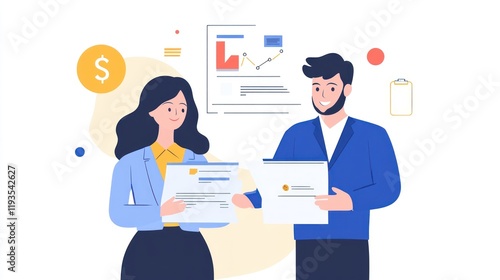 Businesspeople Reviewing Financial Documents and Data Analysis Collaboration for Strategic Planning and Investment Decisions