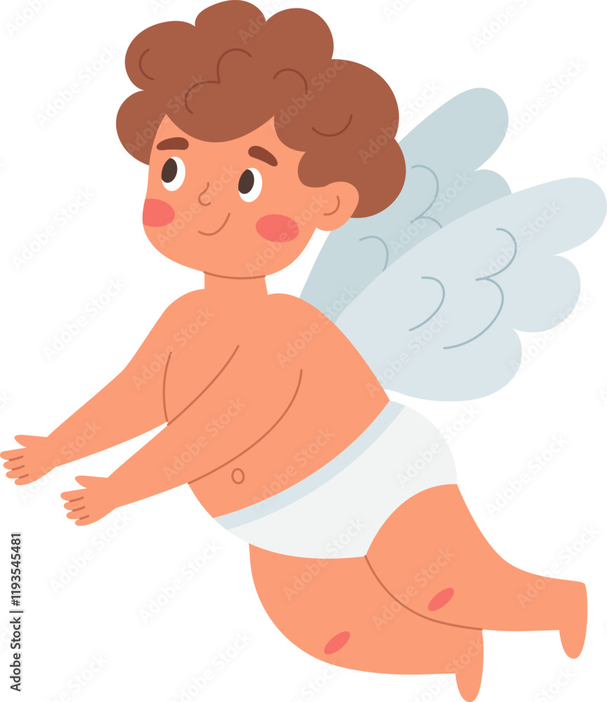 Cute cupid flying in the clouds. Valentine's Day. Vector illustration. Cute cupid flying in the clouds. Valentine's Day. Vector illustration.