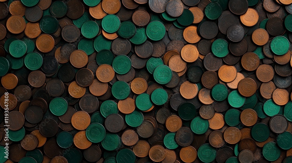 A vibrant assortment of coins in various shades scattered across a dark surface, showcasing depth and texture. A vibrant assortment of coins in various shades scattered across a dark surface, showcasing depth and texture.