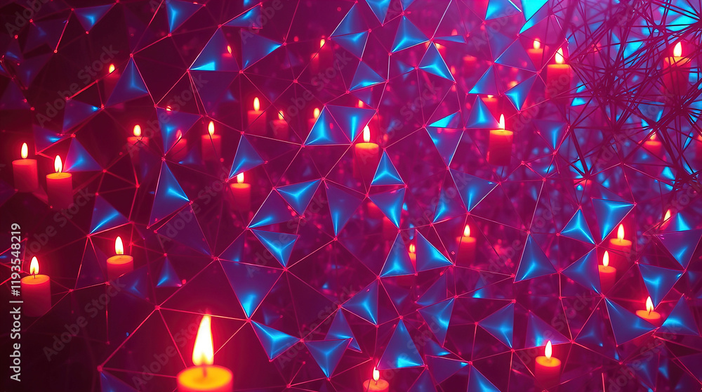 An abstract digital artwork, a complex network of interconnected dark and bright triangular shapes forming a complex three-dimensional structure. An abstract digital artwork, a complex network of interconnected dark and bright triangular shapes forming a complex three-dimensional structure.