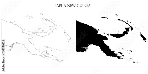 Papua New Guinea Blank Map, Papua New Guinea Map Outline Vector Images