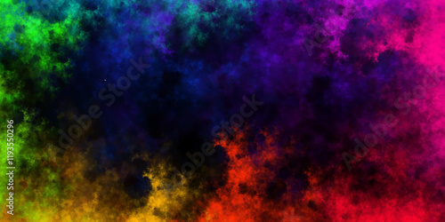 Colorful pattern with smoke. Dye pastel painted rainbow art smoky foggy shadows effect, abstract background design for web and banner