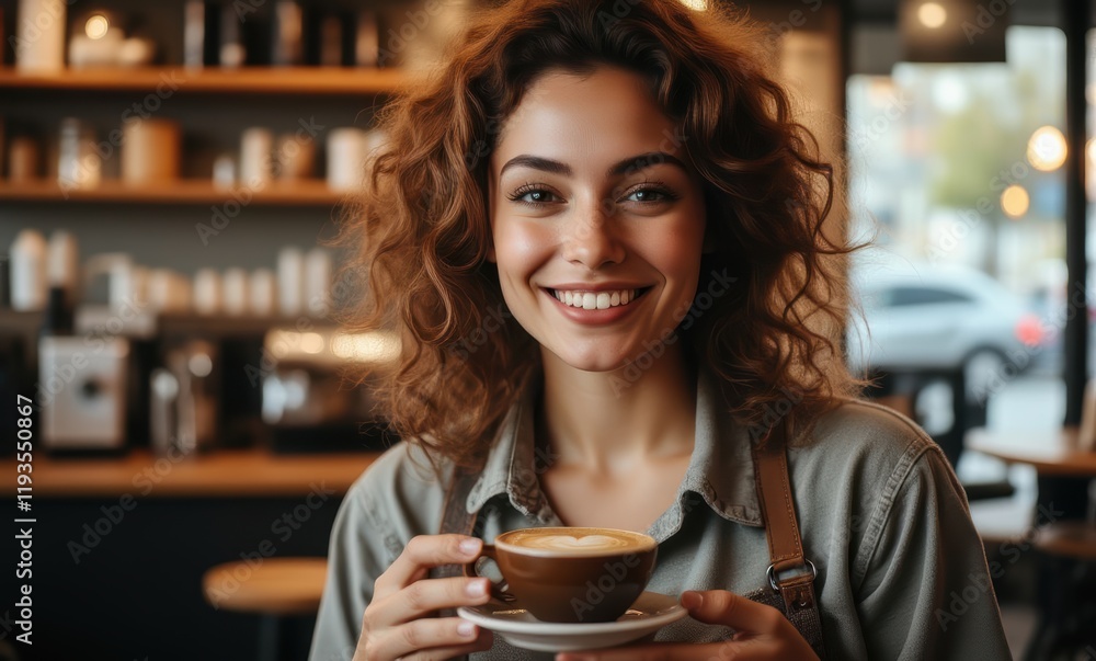 Smiling woman with coffee in café Smiling woman with coffee in café