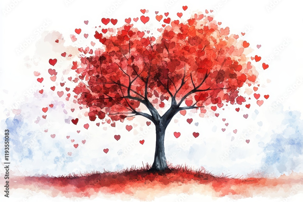 Fototapeta premium a love tree with heart-shaped leaves for Valentine's Day