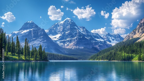 Majestic Mountains Reflecting In A Tranquil Lake photo