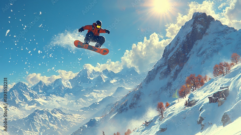 snowboarder jumping on the winter background snowboarder jumping on the winter background