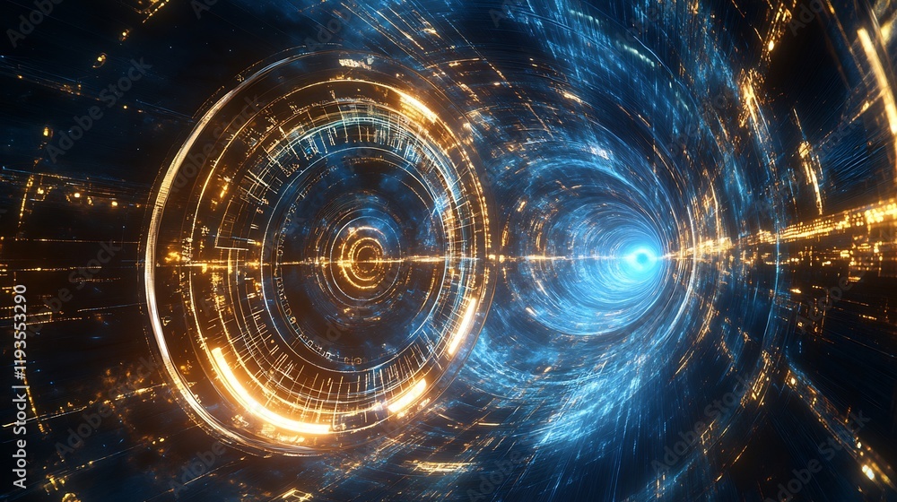 Obraz premium Creative visualization of timelessness featuring cyclical time pattern cosmic alignments