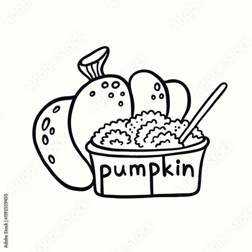 Pumpkin And Pumpkin Puree In Glass Bowl