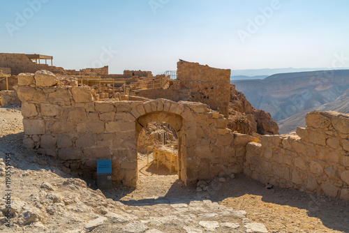 The ruins on Masada in the Judean Desert in Israel.
