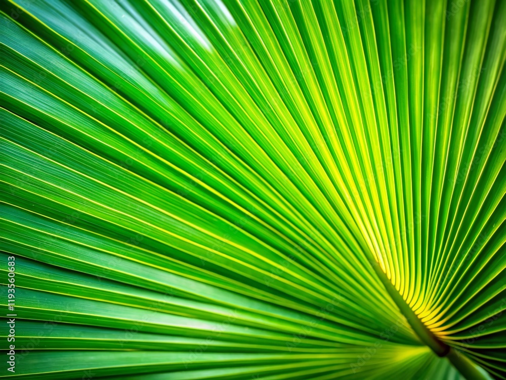 Obraz premium Lush Green Palm Leaf Close-up: Vibrant Tropical Foliage Texture Background