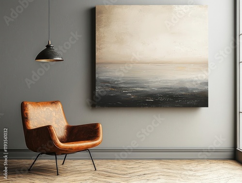 Simple yet elegant square canvas hanging on the wall in a minimalist room, providing a perfect spot for a personalized art display.