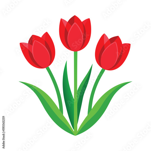 red tulips vector, vector and illustration, vector style