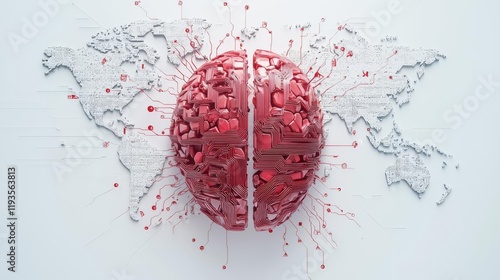 Abstract representation of a brain and global connectivity.