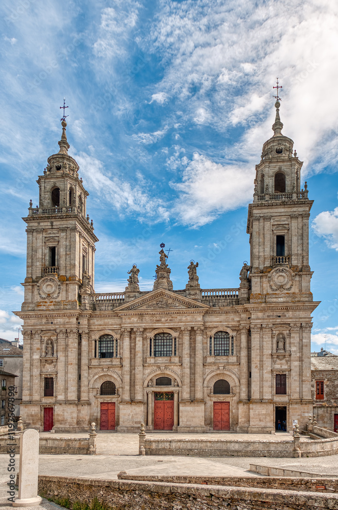 Fototapeta premium The Cathedral of Santa María de Lugo is a Catholic temple, episcopal seat of the diocese of Lugo, located in the city of the same name, in Galicia.