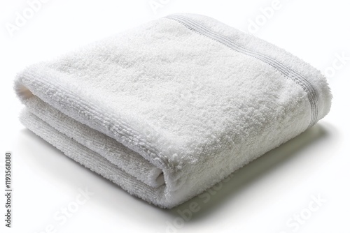 Luxurious White Fluffy Bath Towel Isolated on White Background - Soft, Clean, and Absorbent Texture