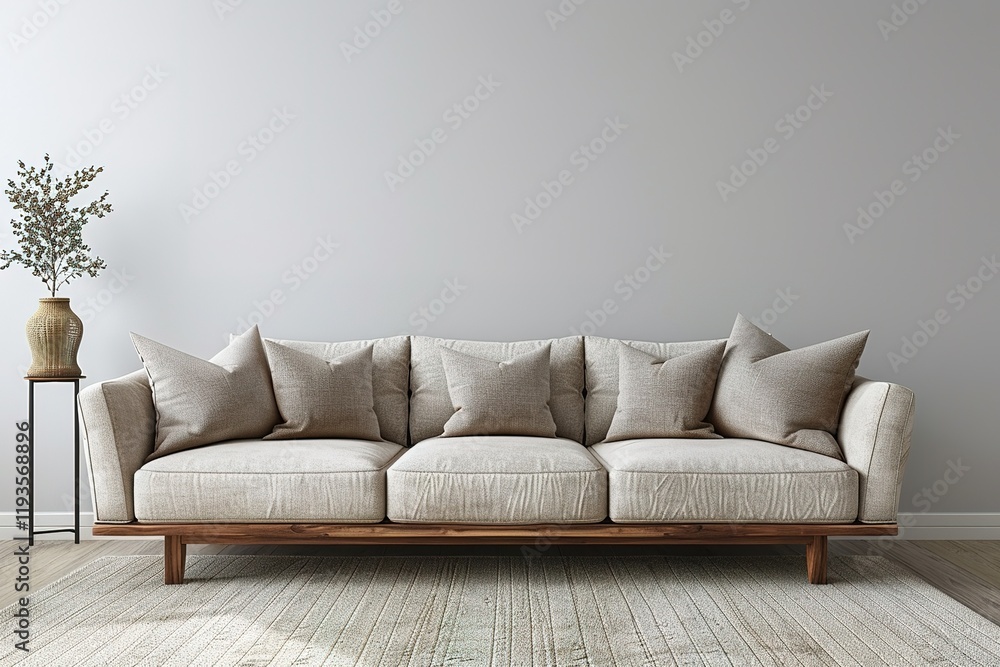 mock up modern interior sofa in living room, empty wall mock up modern interior sofa in living room, empty wall
