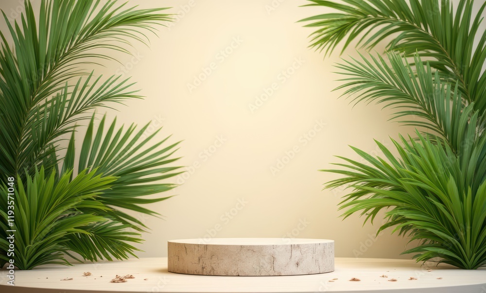 Minimalist display with green foliage Minimalist display with green foliage