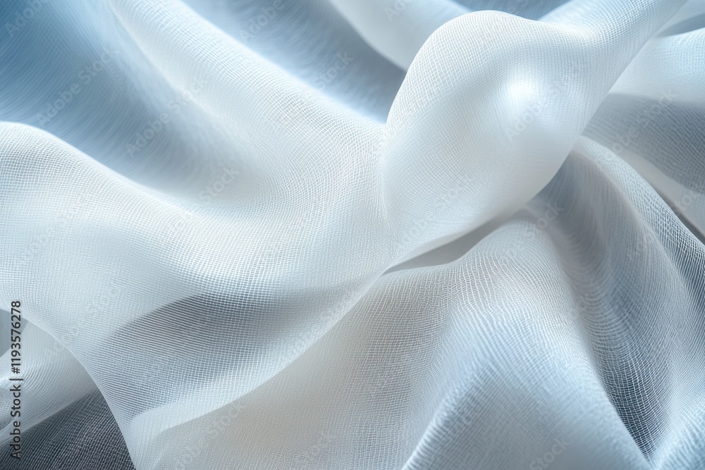 Soft white fabric drapes gracefully across a surface with flowing textures and delicate light Soft white fabric drapes gracefully across a surface with flowing textures and delicate light