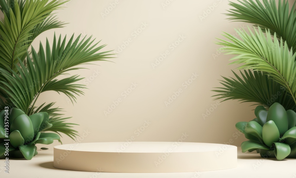 Stylish display with greenery backdrop Stylish display with greenery backdrop