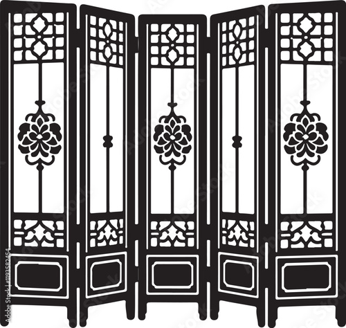 Folding Screen icon silhouette vector with white background