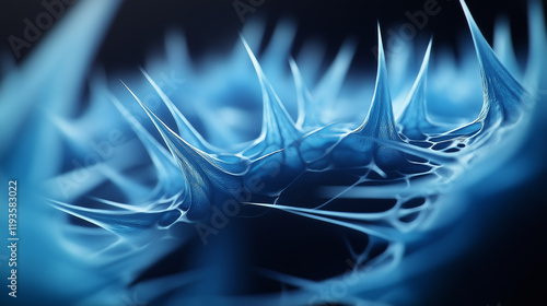 Close-up of glowing blue neuron structures, representing the complexity of the human brain and neural connections. photo