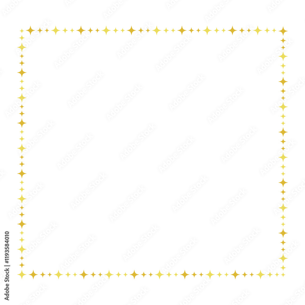 Golden Four Corner Star Square Frame Border Golden Four Corner Star Square Frame Border