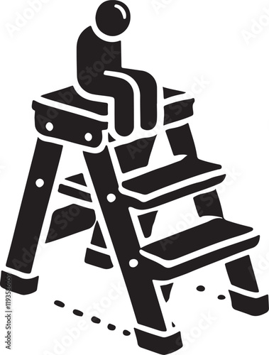 Step Stool icon silhouette vector with white background