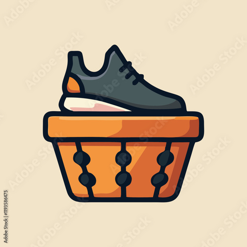 Stylized Sneaker on a Basketball Hoop – Vector Sports Illustration