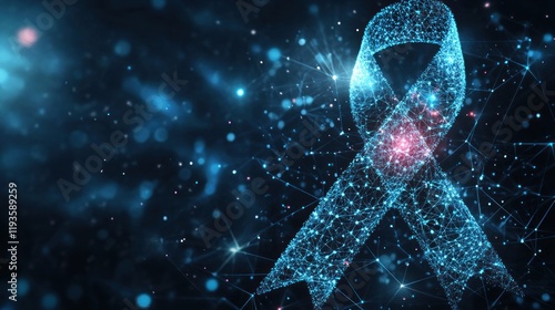 Wallpaper Mural Glowing digital ribbon on a dark background with abstract connections and bokeh effects Torontodigital.ca