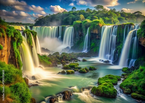 Majestic Iguazu Falls Long Exposure, Argentina Brazil Border, Natural Wonder