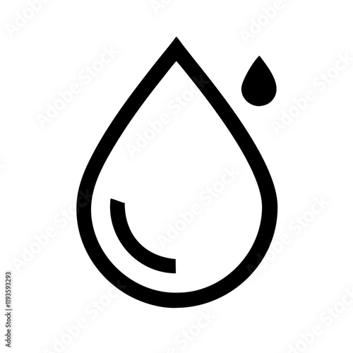 Water drop icon with an additional droplet and a glossy surface on a white background
