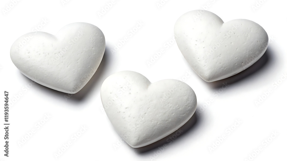 Obraz premium Set of white heart isolated on white background