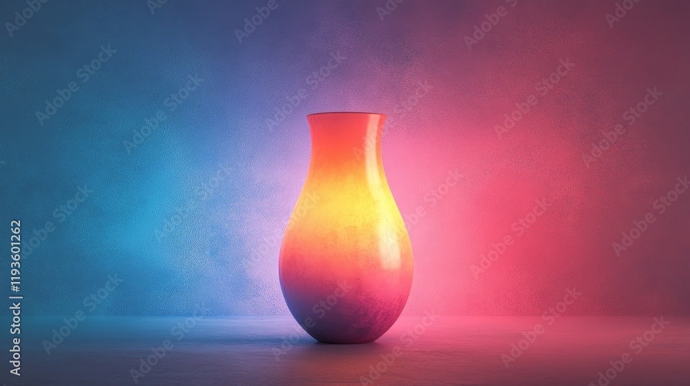 A vase with a yellow and orange base sits on a grey surface A vase with a yellow and orange base sits on a grey surface