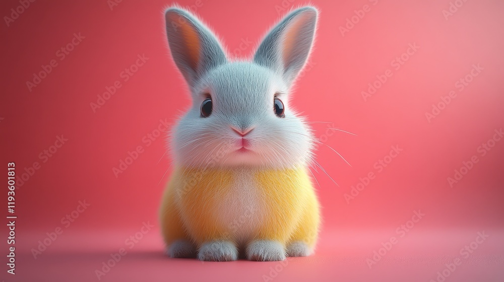 Fototapeta premium A cute rabbit with a yellow