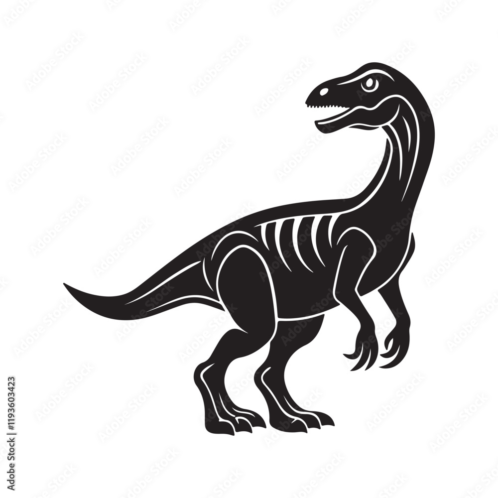 dinosaur silhouette, black and white silhouette, vector and illustration dinosaur silhouette, black and white silhouette, vector and illustration