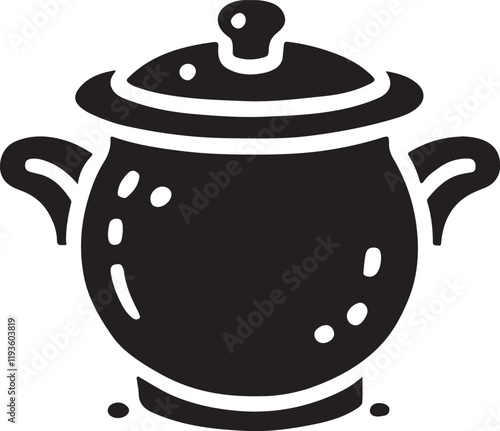 Hot pot silhouette vector with white background