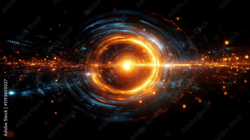 Abstract glowing orange and blue ring with particles. Abstract glowing orange and blue ring with particles.