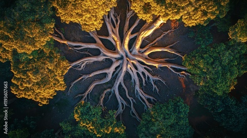Aerial View of a Trees Extensive Root System