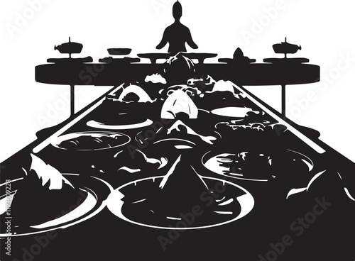 Buffet icon silhouette vector with white background