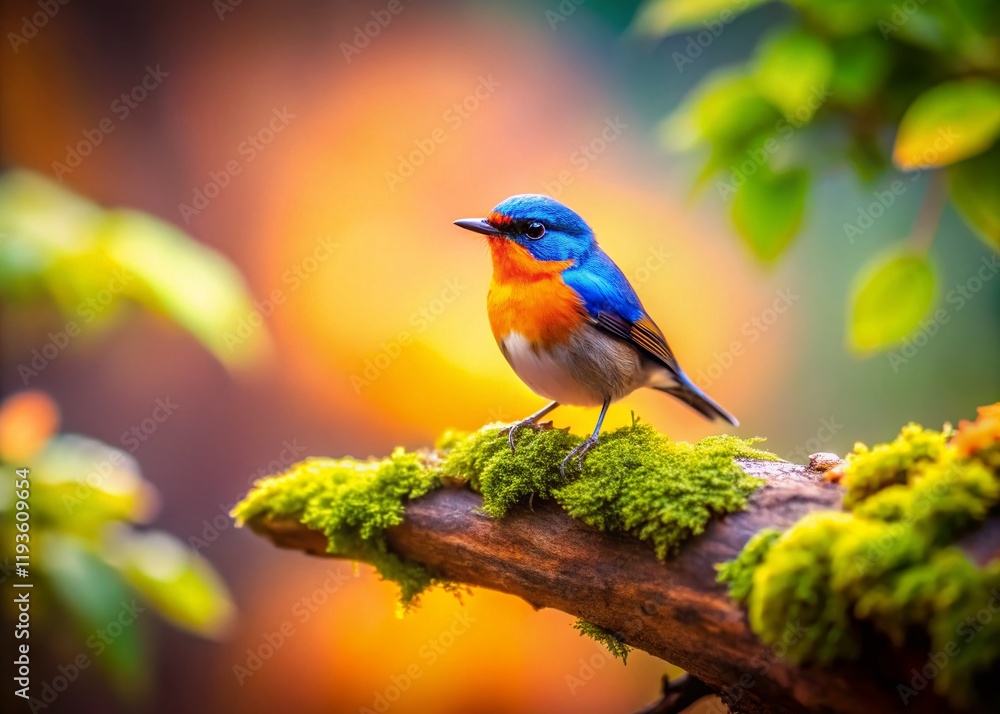 Obraz premium Miniature Bird in Tree - Charming Tilt-Shift Photography